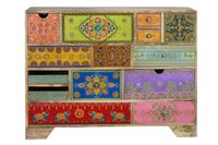 comoda madera de mango detalles pintados a mano multicolor