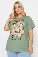 yours camiseta verde tigre wild soul mujer curvy y tallas grandes yours