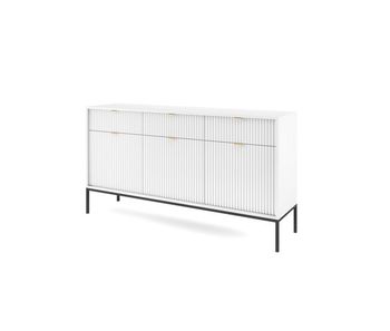 El aparador avon de estilo retro. mide 83x154x39 cm e incluye 6 estantes, 3 cajones y 3 puertas.