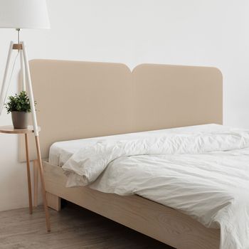 Dhome Cabecero Beige Curvo Tapizado En Polipiel 160 Dual Con Patas Altura 125cm Para Pared Acústico Absorbente Cama Dormitorio (beige, 160 Dual)