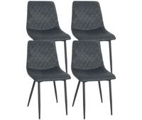 set de 4 sillas de comedor telde en terciopelo gris oscuro 57x45x83 cm