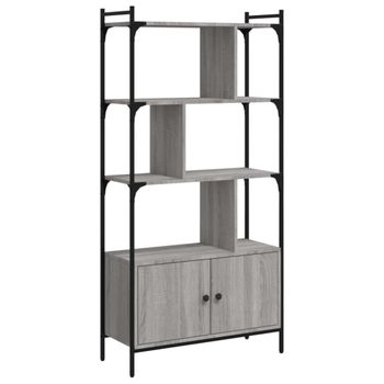 Estantería con puertas madera gris sonoma 76,5x30x154,5 cm