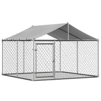 parque para perros de exterior con techo 230x230x117 cm plateado   aosom espana