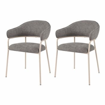Conjunto de 2 sillas de comedor grises y blanco en tela