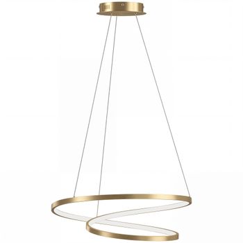 HOMCOM 38W Lámpara de Suspensión LED con 2 Aros y 3 Temperaturas de Color, 3000-6000K, Altura Ajustable, Oro