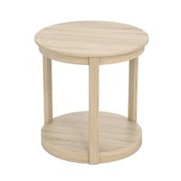 costway mesa de centro redonda mesa de salon con 2 niveles mesa auxiliar mesa de cafe de madera de caucho mesa auxiliar estilo rustico roble