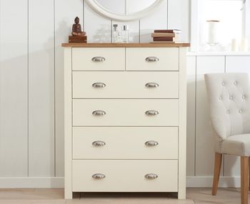 Somerset Oak and Cream 2 Over 4 Drawer Chest