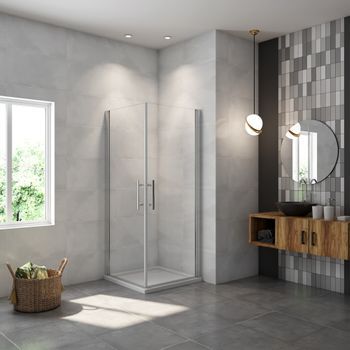Aica Mampara De Ducha Rectangular Abatible Giratoria Perfil Cromado Vidrio Antical 6mm (980-1000)x(880-900)x1950mm