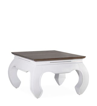 Mesa de centro de madera marrón y blanca anch. 60 cm