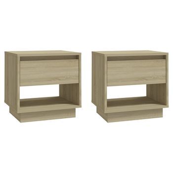 Pack 2 Uds Mesitas De Noche, Mesilla Contrachapada Roble Sonoma 45x34x44 Cm