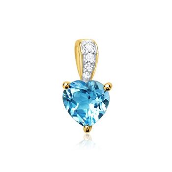 14 quilates colgante 1 topacio 4 diamantes 0,0253 ct.
