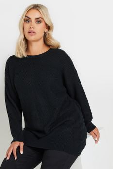 Jersey Negro De Punto Grueso, Mujer Curvy Y Tallas Grandes, Yours