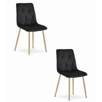 set de 2 silla de comedor tela valora tyra asiento acolchado negro