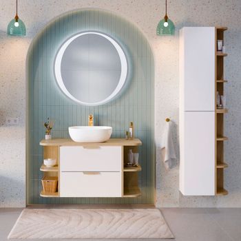 Mueble de lavabo mate 100cm paneles laminados blanco