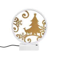 lampara de mesa xmas11 oro blanco metal diametro 30x30 cm
