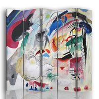 legendarte - biombo improvisacion - wassily kandinsky - separador de ambientes para interiores cm 180x170 5 paneles
