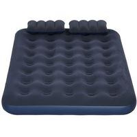 colchon hinchable doble 203x152x22cm con bomba manual y dos almohadas pvc azul