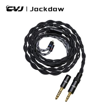 CVJ Jackdaw Cable de Actualización para Auriculares 4 Trenzas 400 Núcleos OFC Tejido Mixto Artesanal Cable HiFi IEM Conectores Intercambiables 3.5mm+4.4mm