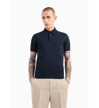 A|X Armani Exchange para hombre. 8NZF5DZM3JZ1510 Polo de Punto marino (S), Casual, Algodón, Manga corta