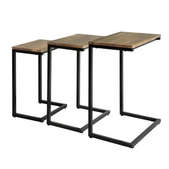 Juego de 3 mesas auxiliares para salón madera color natural