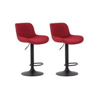 set de 2 taburetes de bar regulable en tela rojo