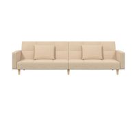 vidaxl sofa cama de 2 plazas con dos almohadas tela color crema