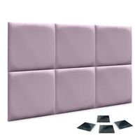 dhome juego de 6 paneles tapizados de lino pack autoadhesivos para pared acusticos absorbentes proteccion impactos cabeceros decoracion lila 60x60cm