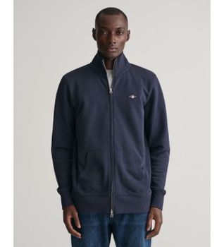 Gant para hombre. 2008006 Sudadera Shield con cremallera marino (L), Casual, Algodón, Manga larga
