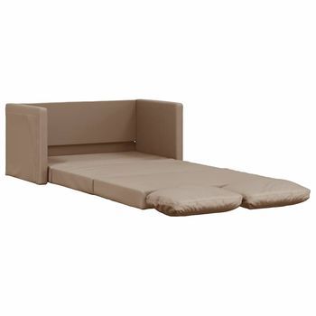 Sofá Cama | Sofá Convertible Suelo 2 En 1 Cuero Sintético Capuchino 112x174x55 Cm