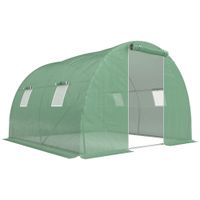 outsunny invernadero de tunel 3x3x2 m con puerta enrollable 4 ventanas de malla y estructura de acero galvanizado verde