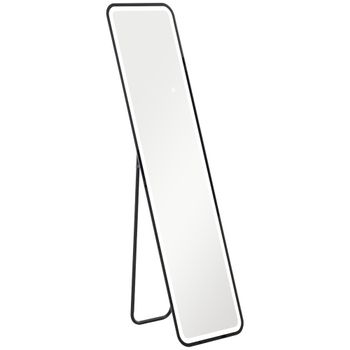 HOMCOM Espejo con Luz Espejo de Cuerpo Entero LED con Iluminación de 3 Colores Función de Memoria Táctil Inteligente 150x40 cm Negro   Aosom España