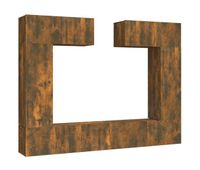 set de muebles de tv 6 piezas madera contrachapada roble ahumado