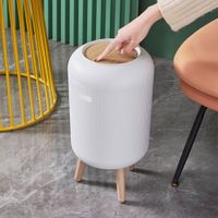 cubo de basura de bano de apertura a presion madera  9l