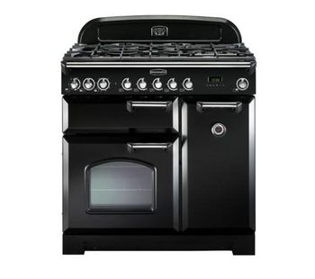 Rangemaster Classic Deluxe 90 Dual Fuel Range Cooker - Black, Black