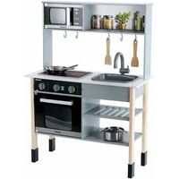 theo klein 7199 cocina miele cocina blanca de madera que incluye placa de coccion medidas 70 cm x 30 cm x 91 cm de acero inoxidable y madera juguete para ninos a partir de 3 anos