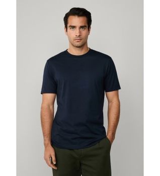 Hackett London para hombre. HM5000071 Camiseta Pima marino (L), Casual, Algodón, Manga corta