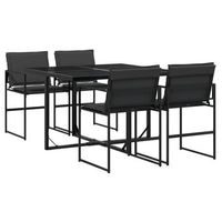 juego de comedor de jardin 5 uds  conjunto mueble jardin mesa y sillas con cojines textileno negro