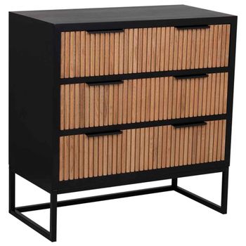 Cómoda de 3 cajones madera y metal 80x39,5x81