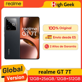 Versión global realme GT 7T 5G AI Smartphone Mediatek Dimensity 8400 Max Pantalla AMOLED de 6,8» Batería de 7000 mAh Carga de 120W