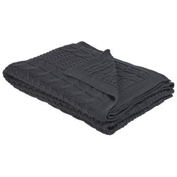 Manta De Algodón Gris 140 X 170 Cm Cama Acogedora Diseño Moderno Fethiye