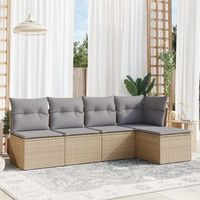conjunto de sofas jardin con cojines 5 uds  mueble jardin mesa y sillas ratan sintetico beige cfw139897