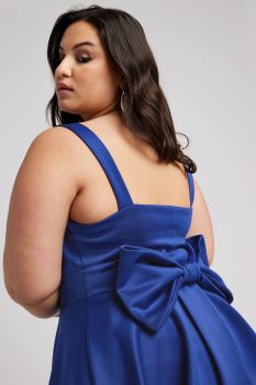 Yours London Top Peplum Azul Con Lazo, Mujer Curvy Y Tallas Grandes, Yours London