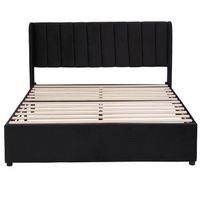 cama 160x200cm con 2 cajones - tapizada en terciopelo - estilo moderno - negro