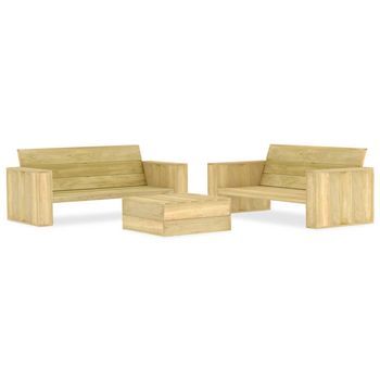 Juego De Muebles De Jardín 3 Piezas Madera De Pino Impregnada Vidaxl