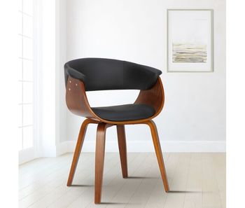 Silla bruce de madera & polipiel simil cuero negro 55x60x75 cm