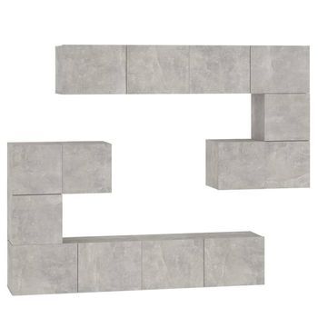 Mueble De Pared De Tv Madera Contrachapada Gris Hormigón