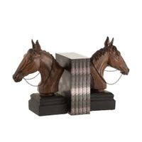 set de 2 sujeta libros caballo resina marron alt 28 cm