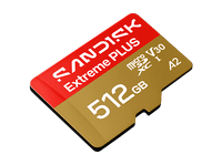 tarjeta micro sd - sandisk extreme plus 512 gb hasta 250 mbs de lectura 5k y 4k uhd v30 a2 u3 uhd-i adaptador sd oro