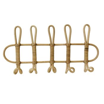 Perchero de pared de ratán natural, 53,5 x 8 x 25,5 cm