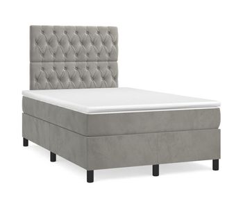 Cama box spring con colchón terciopelo gris claro 120x200 cm diseño de botones